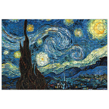 Cargar imagen en el visor de la galería, &quot;Noche Estrellada&quot; Rompecabezas de Madera: Obra de Vincent van Gogh