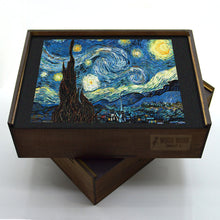 Cargar imagen en el visor de la galería, &quot;Noche Estrellada&quot; Rompecabezas de Madera: Obra de Vincent van Gogh