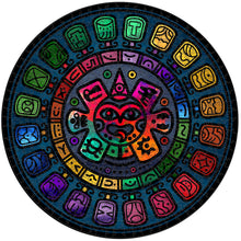 Cargar imagen en el visor de la galería, Rompecabezas de Madera REDONDO &quot;COLORIDO AZTECA&quot;